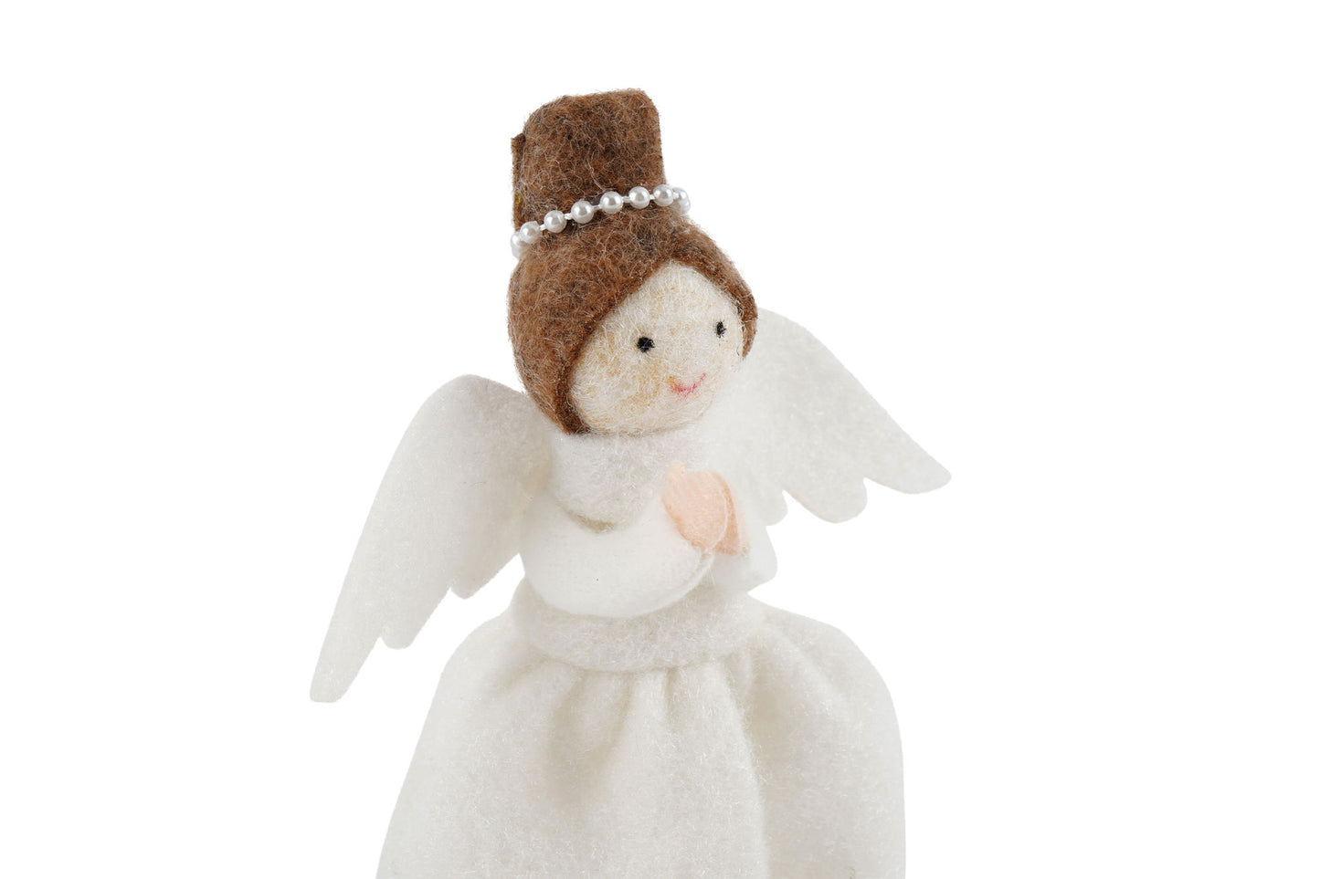 Felt Dark Haired Angel Christmas Tree Topper | Festive Decor