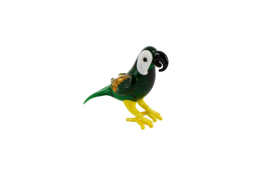 Artisan Glass Green Parrot In Gift Box | Collectable | Glass Animal | Home Decor | Tropical Bird