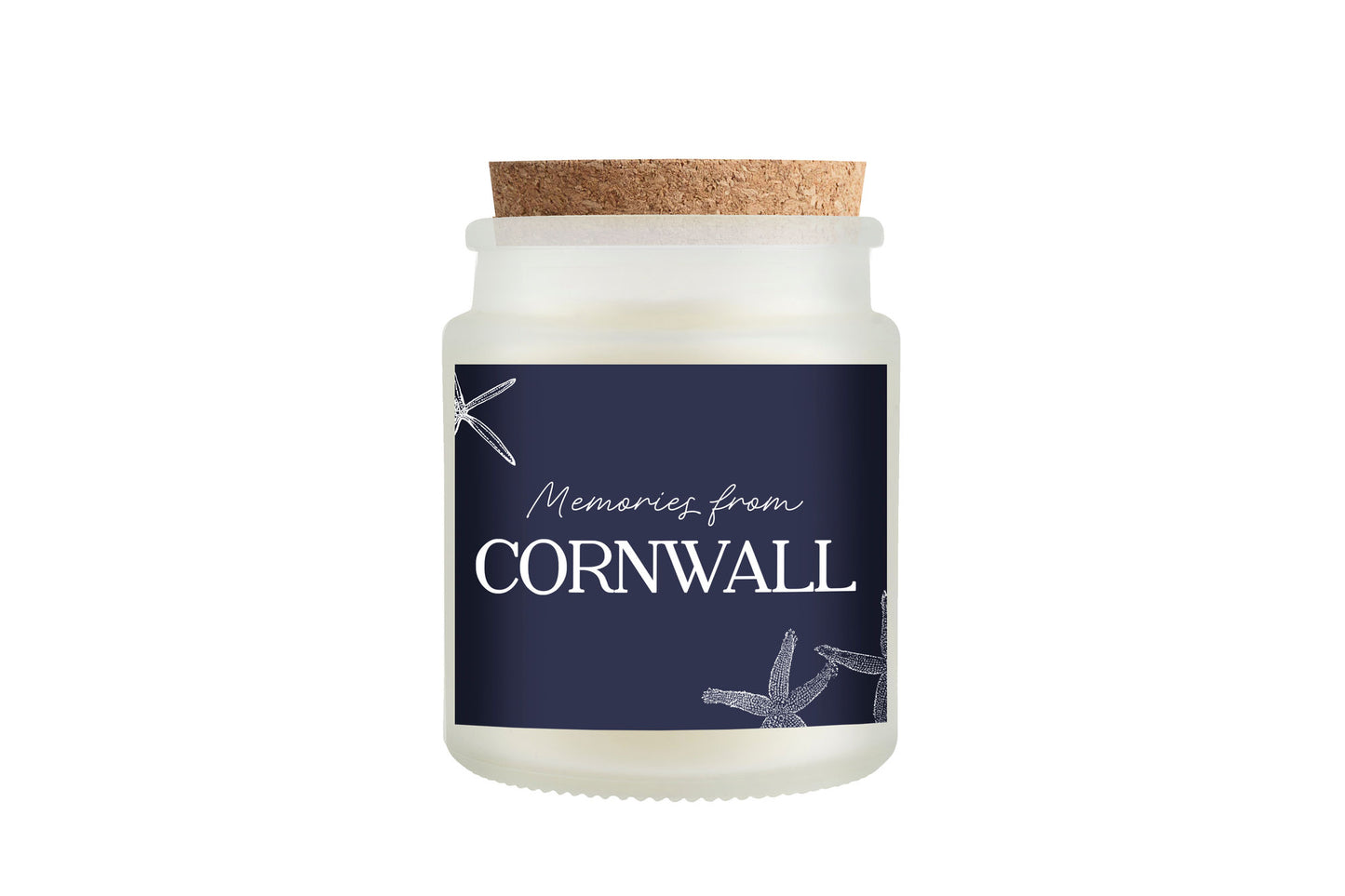 Cornwall Scented Candle • Frosted Glass Jar, Plant-Based Wax, Coastal Souvenir