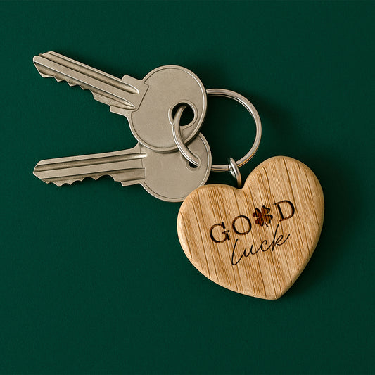 Oak Heart Keyring 'Good Luck' | Perfect Gift | House Keys | Novelty | Luck Of The Irish | Irish Gift