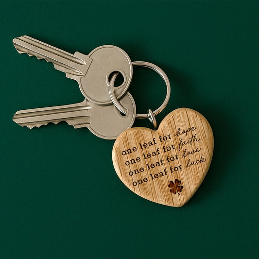Oak Heart Keyring 'One Leaf For Hope...' | Perfect Gift | House Keys | Novelty | Luck Of The Irish | Irish Gift