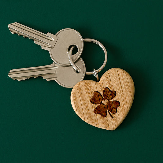 Oak Heart Keyring 'Shamrock' | Perfect Gift | House Keys | Novelty | Luck Of The Irish | Irish Gift
