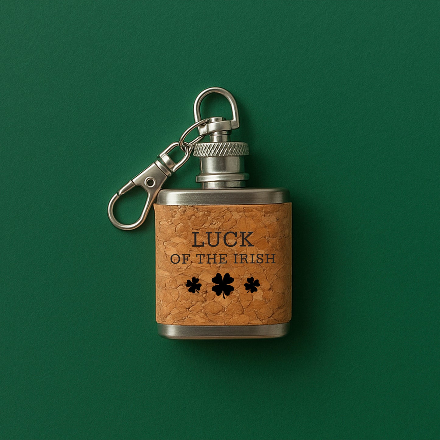 Mini Cork Hipflask 'Luck Of The Irish' | Keyring | Irish Gift | Souvenir Gift