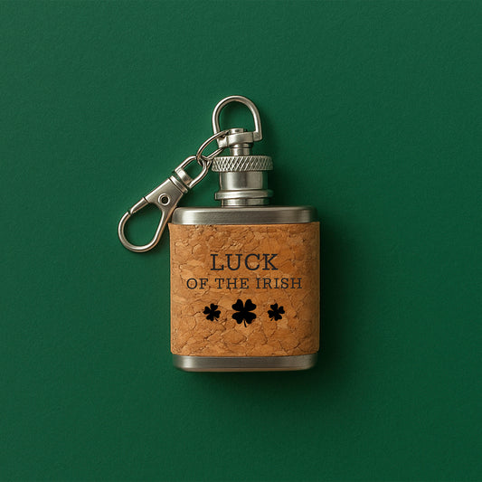 Mini Cork Hipflask 'Luck Of The Irish' | Keyring | Irish Gift | Souvenir Gift