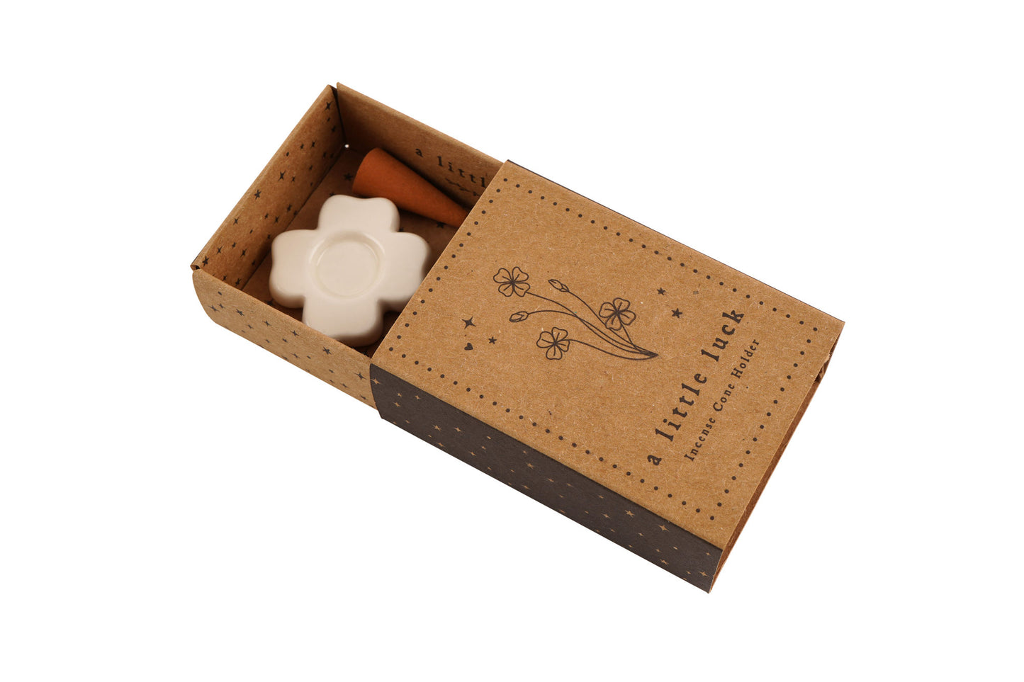 Send With Love Four-Leaf Clove Incense Cone Holder  | In Gift Box | Festive | Home Decor