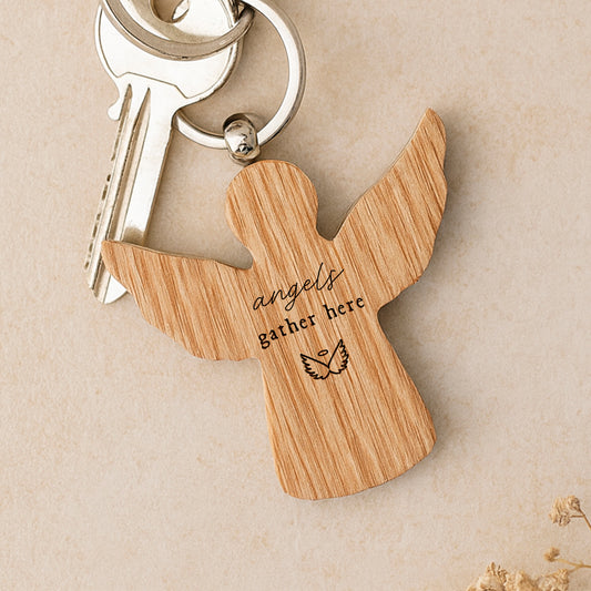 Angel Oak Keyring |  'Angels Gather Here' | Wings | Perfect Gift | House Keys