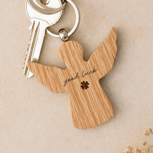 Angel Oak Keyring |  'Good Luck' | Four Leaf Clover | Perfect Gift | House Keys