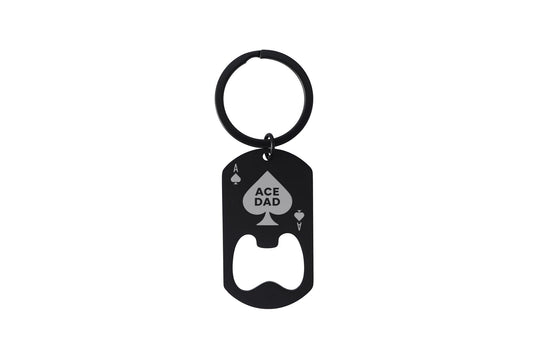 Black Bottle Opener Keyring 'Ace Dad' | Key Accessory | Gift For Dad | Fathers Day