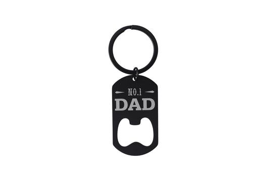 Black Bottle Opener Keyring 'No. 1 Dad'  | Key Accessory | Gift For Dad | Fathers Day