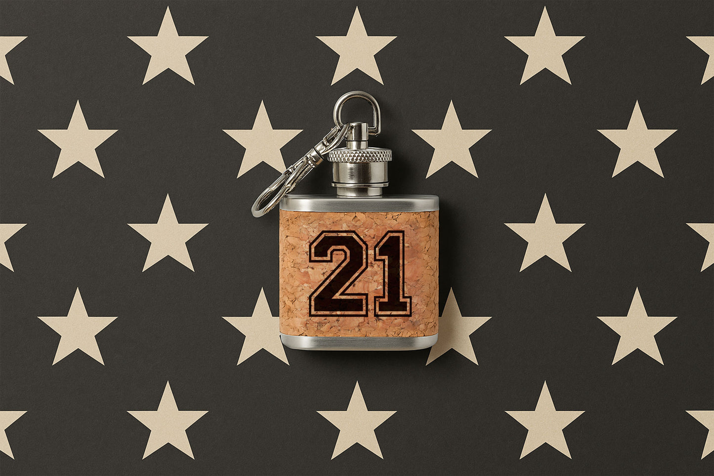 Mini Cork Hip Flask Keyring '21' | 21st Birthday | Special Birthday | Keepsake