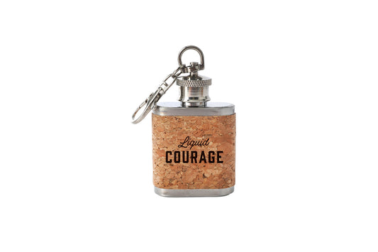 Mini Cork Hip Flask Keyring 'Liquid Courage' | Father's Day | Keepsake