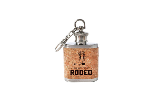 Mini Cork Hip Flask Keyring 'Not My First Rodeo' | Father's Day | Keepsake