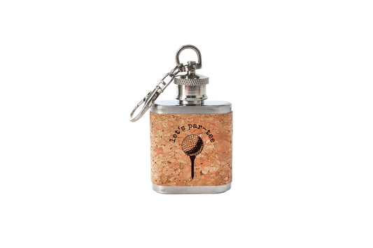 Mini Cork Hip Flask Keyring 'Let's Par-Tee' | Father's Day | Keepsake