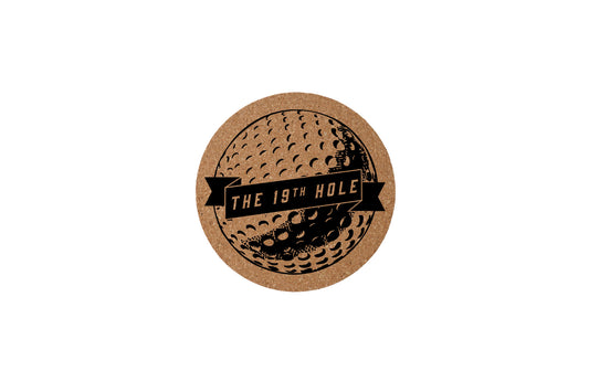 Round Cork Coaster '19th Hole' | Homeware | Tableware | Golfing | Golf Enthusiast