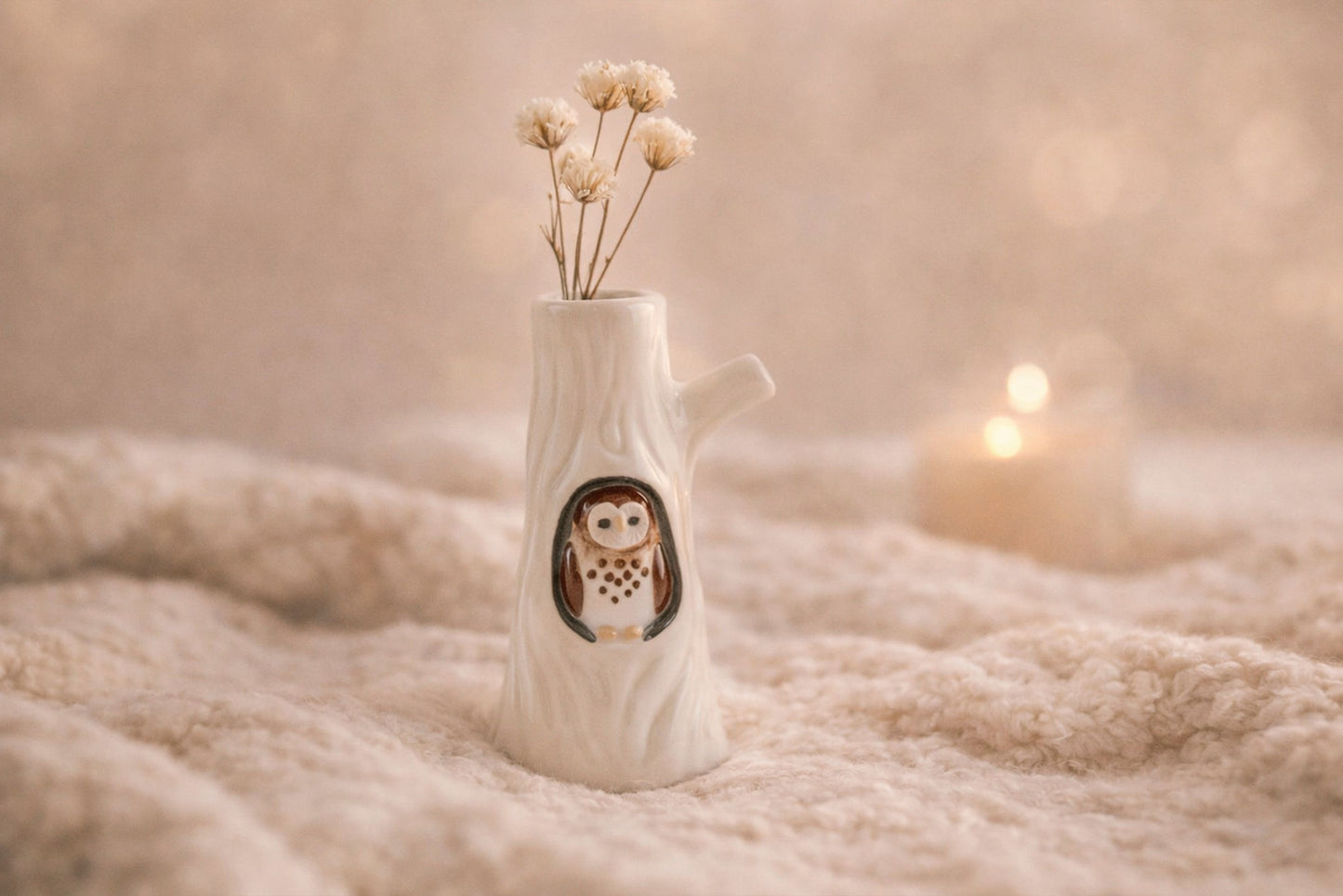 Winter Solstice Barn Owl Bud Vase | In Gift Box | Home Decor | Homeware