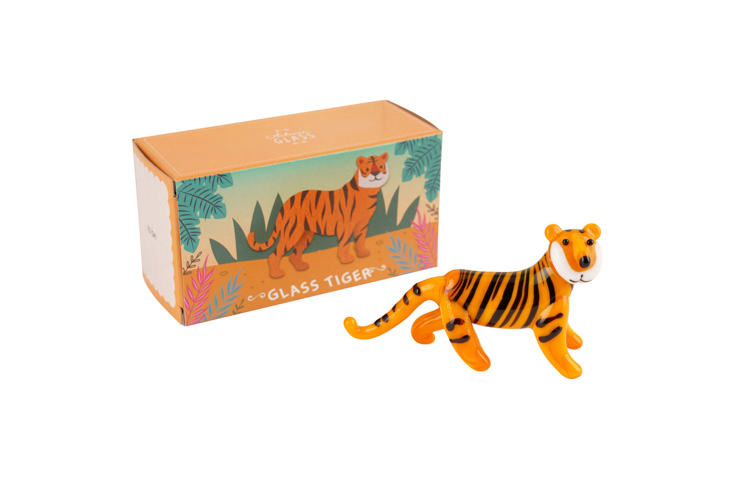 Artisan Glass Tiger In Gift Box • Decoration • Ornament • Collectable • Home Decor