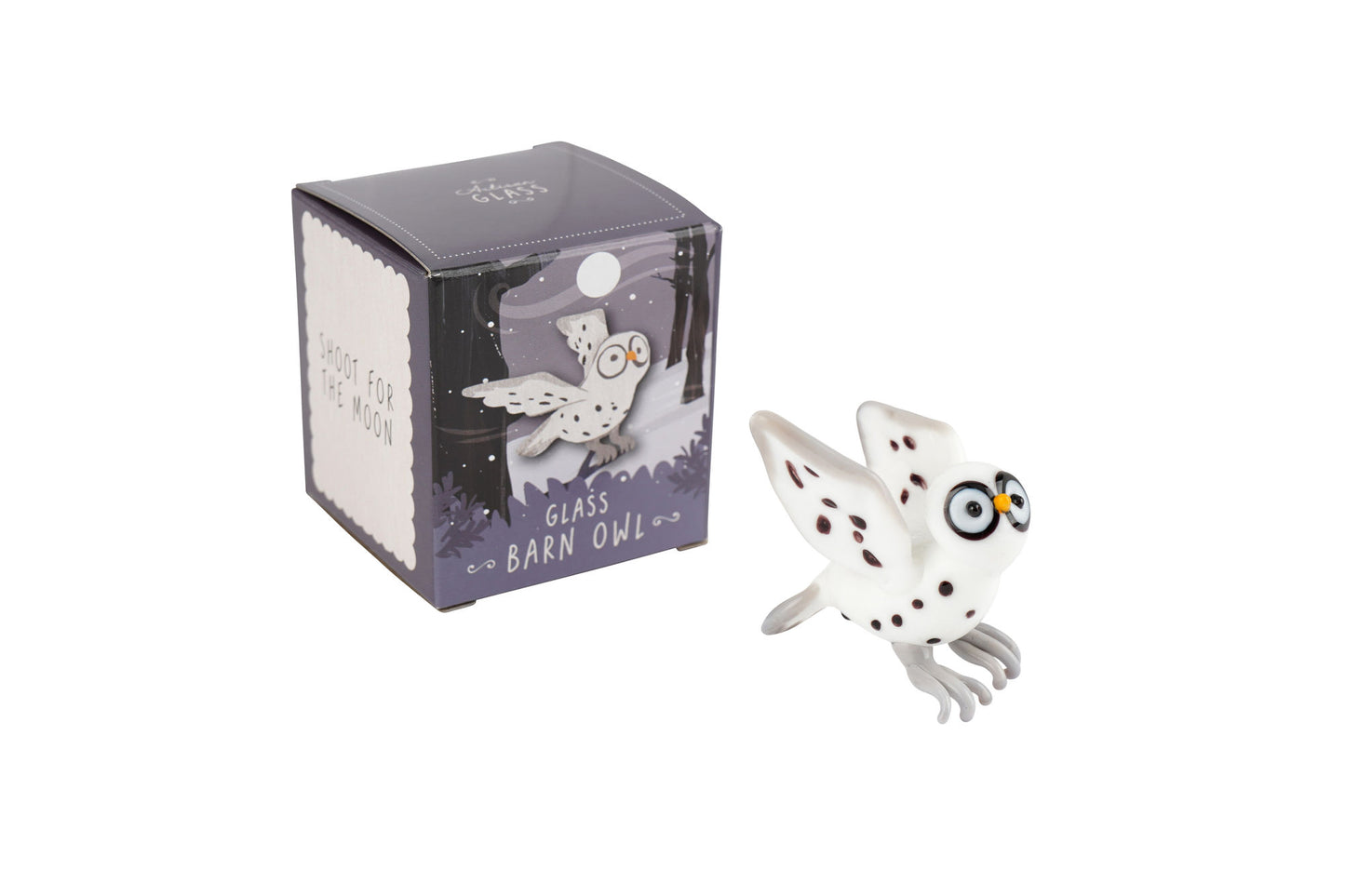 Artisan Glass Barn Owl In Gift Box • Decoration • Ornament • Collectable • Home Decor