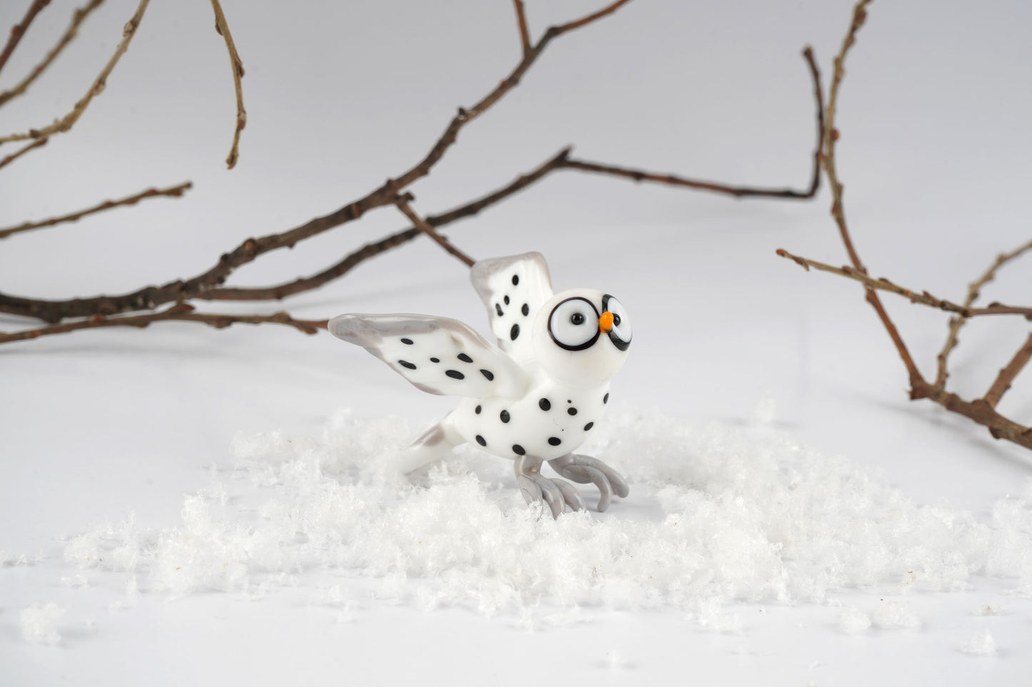 Artisan Glass Barn Owl In Gift Box • Decoration • Ornament • Collectable • Home Decor