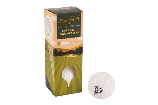 Set Of 3 Golf Ball Shot Glasses 'Nice Shot' | Gift Boxed | Golf Enthusiast | Golf Gift