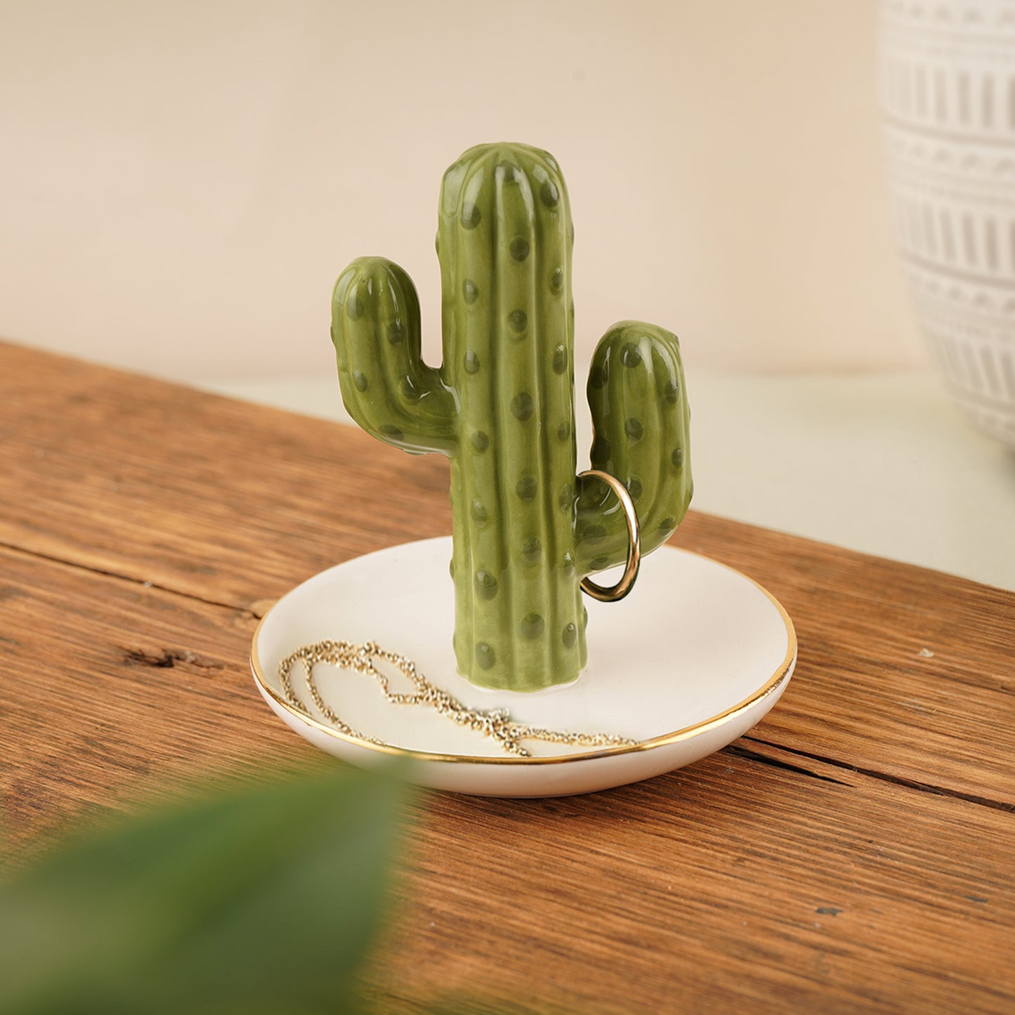 The Potting Shed Cactus Ring Holder Trinket Dish In Gift Box | Jewellery Holder | Home Decor