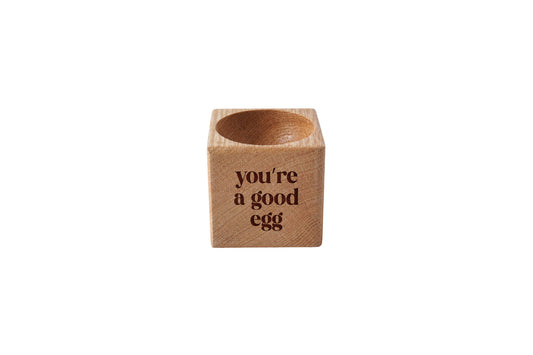 Loft 'You're A Good Egg' Oak Egg Cup In Gift Box | Breakfast | Homeware | Kitchenware