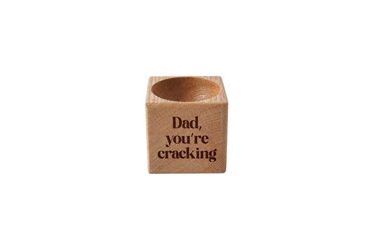 Loft 'Dad You're Cracking' Oak Egg Cup In Gift Box  | Breakfast | Homeware | Kitchenware