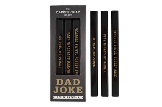 Set Of 3 Pencils • 'Dad Joke' • Gift Box • Stationary • Dapper Chap • Gift For Him