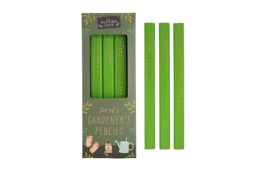 Set of 3 Gardener's Pencils • Humorous Garden Phrases, Gift Box