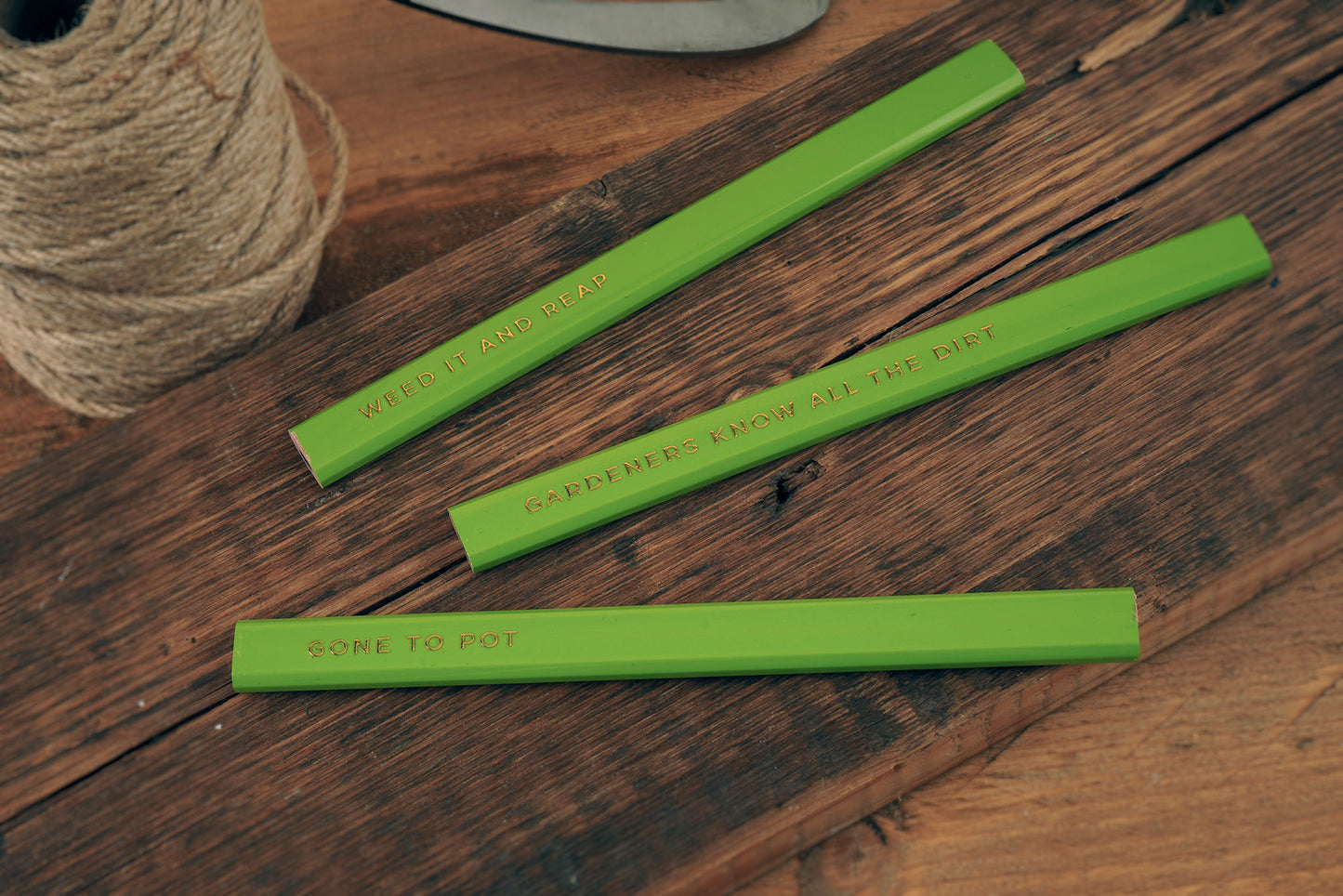 Set of 3 Gardener's Pencils • Humorous Garden Phrases, Gift Box