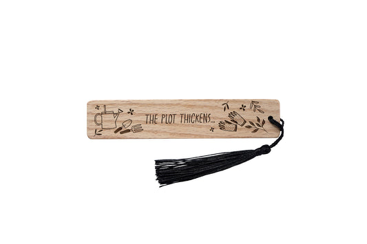 The Potting Shed 'The Plot Thickens' Oak Bookmark