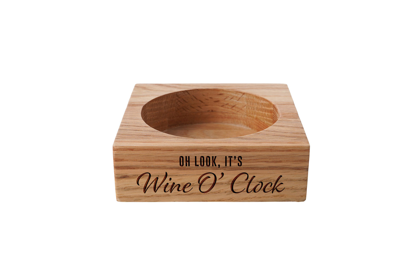 Oak Wine Bottle Holder - 'Oh Look, It's Wine O'Clock' | Special Gift | Birthday | Oak | Wine Gift | Special Friends