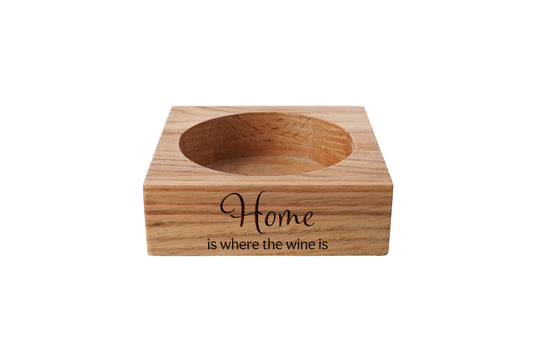 Oak Wine Bottle Holder - 'Home Is Where The Wine Is' | Special Gift | Birthday | Oak | Wine Gift | Special Friends