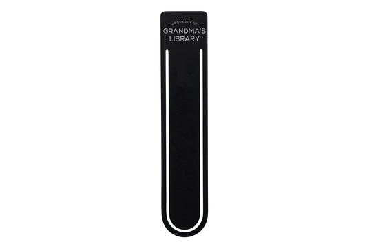 Black Metal Bookmark  - 'Property Of Grandma's Library' | Reading | Book Lover | Book Accessory | Love Reading | Reading Gift
