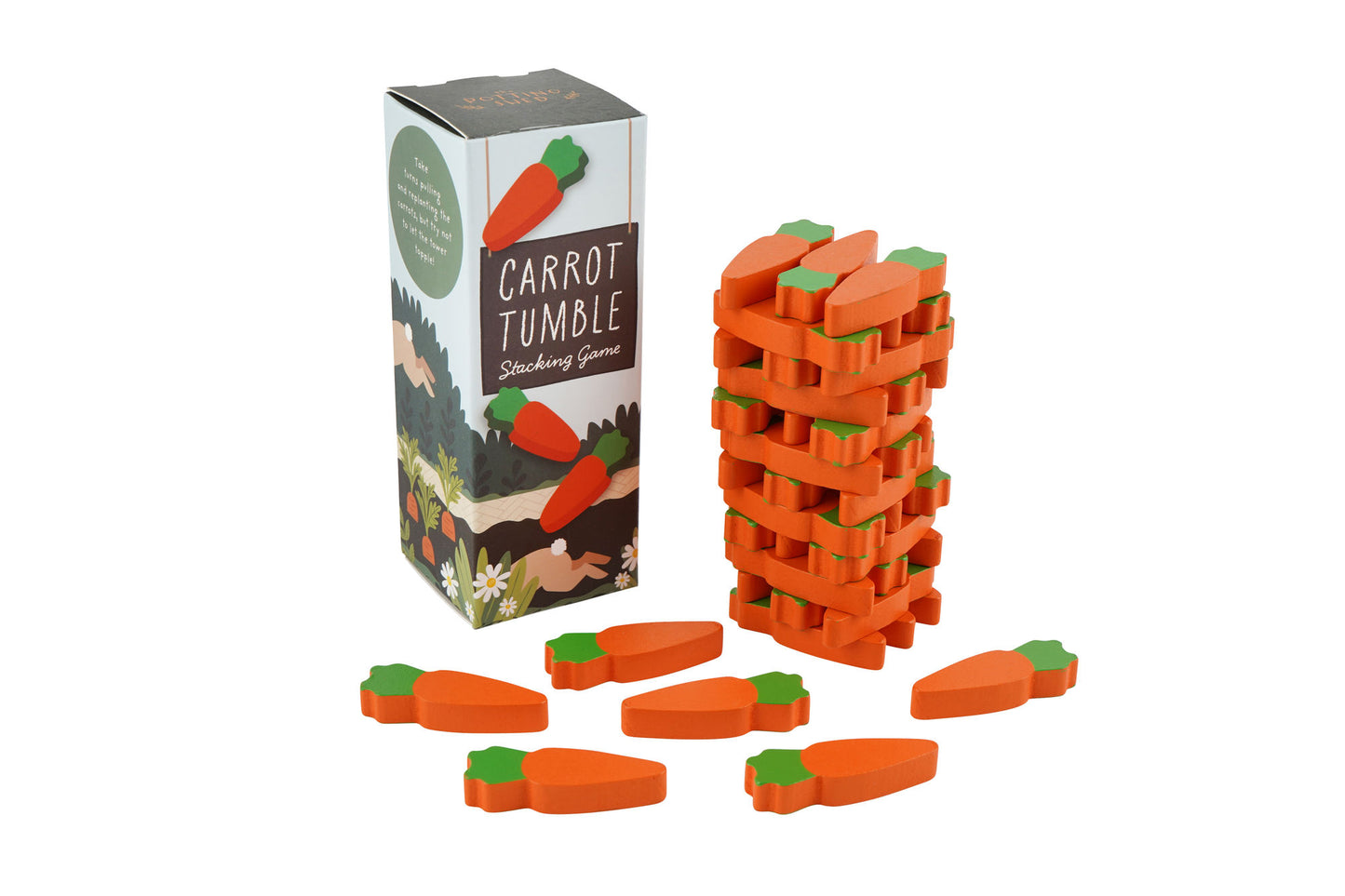The Potting Shed Carrot Tumbling Tower Game | Travel Game | Tabletop