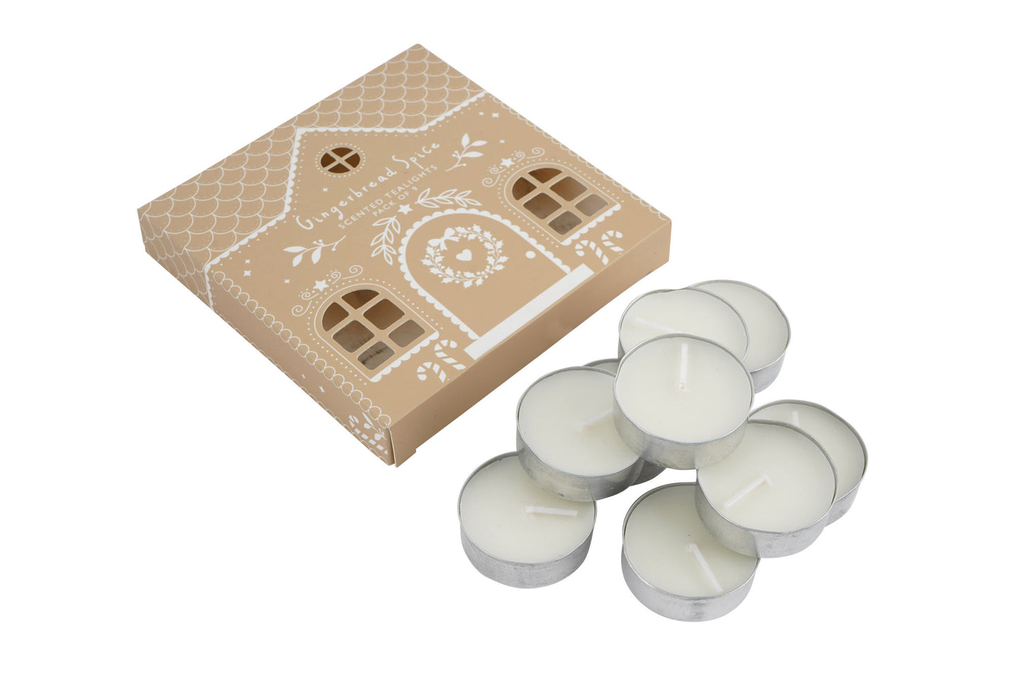 Joy To The World 9 Gingerbread Scented Tealights | Candle | Gift Box