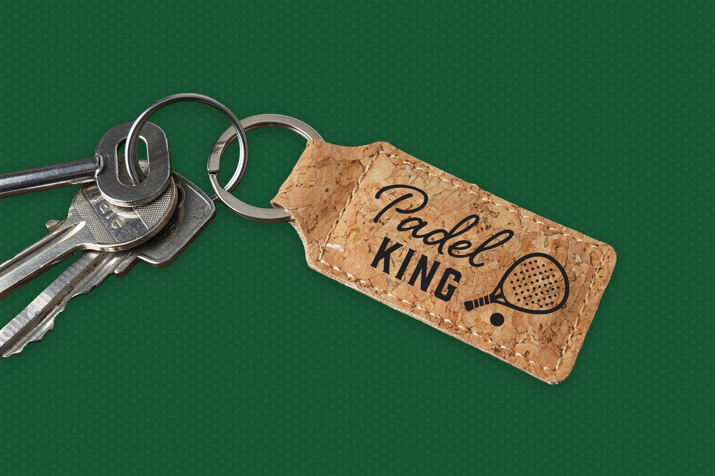 Rectangular Cork Keyring 'Padel King' | Padel | Racket Sport | Keyring | Novelty