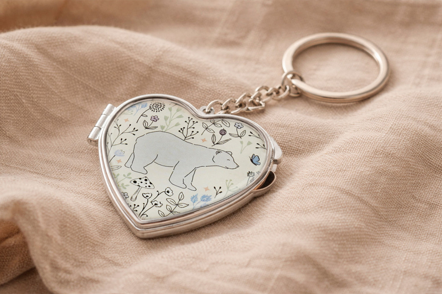 Send With Love Mirror Heart Keyring 'Bear' | Locket | Handbag Accessory