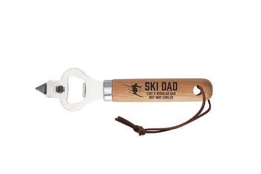 Wooden Bottle Opener 'Ski Dad' | Perfect Gift | Novelty | Barware | Skiing | Accessory
