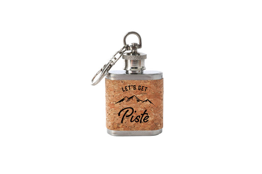 Mini Cork Hipflask 'Let's Get Piste' | Keyring | Skiing | Ski Slope Accessory