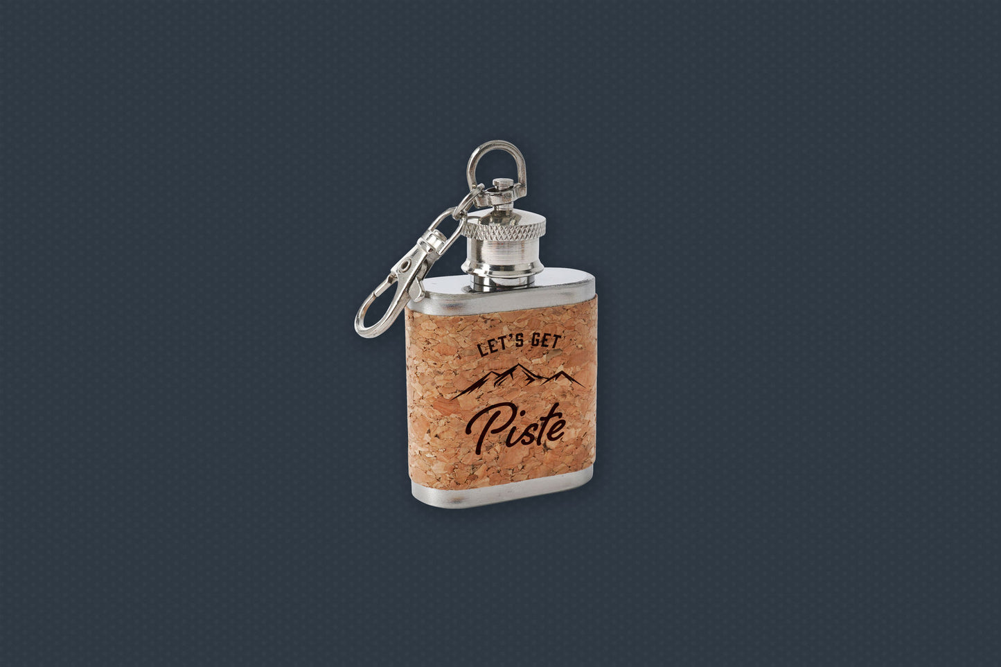Mini Cork Hipflask 'Let's Get Piste' | Keyring | Skiing | Ski Slope Accessory