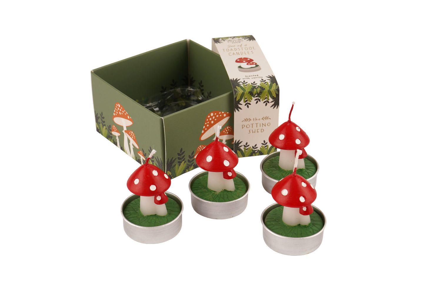 The Potting Shed Set Of 4 Toadstool Candles In Box | Home Decor | Garden Accessory