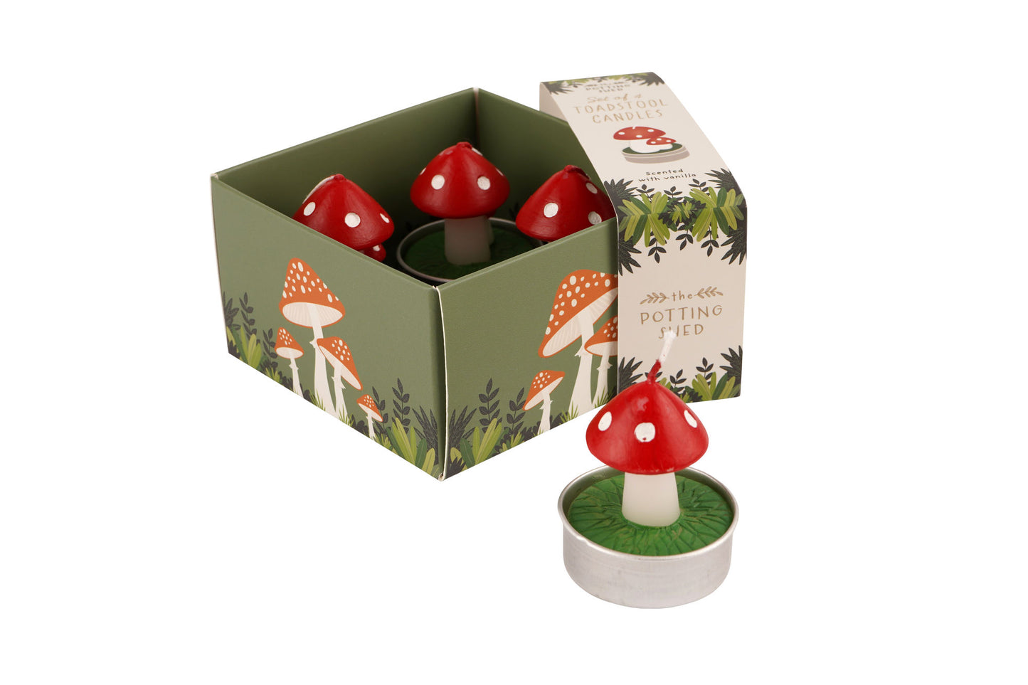 The Potting Shed Set Of 4 Toadstool Candles In Box | Home Decor | Garden Accessory