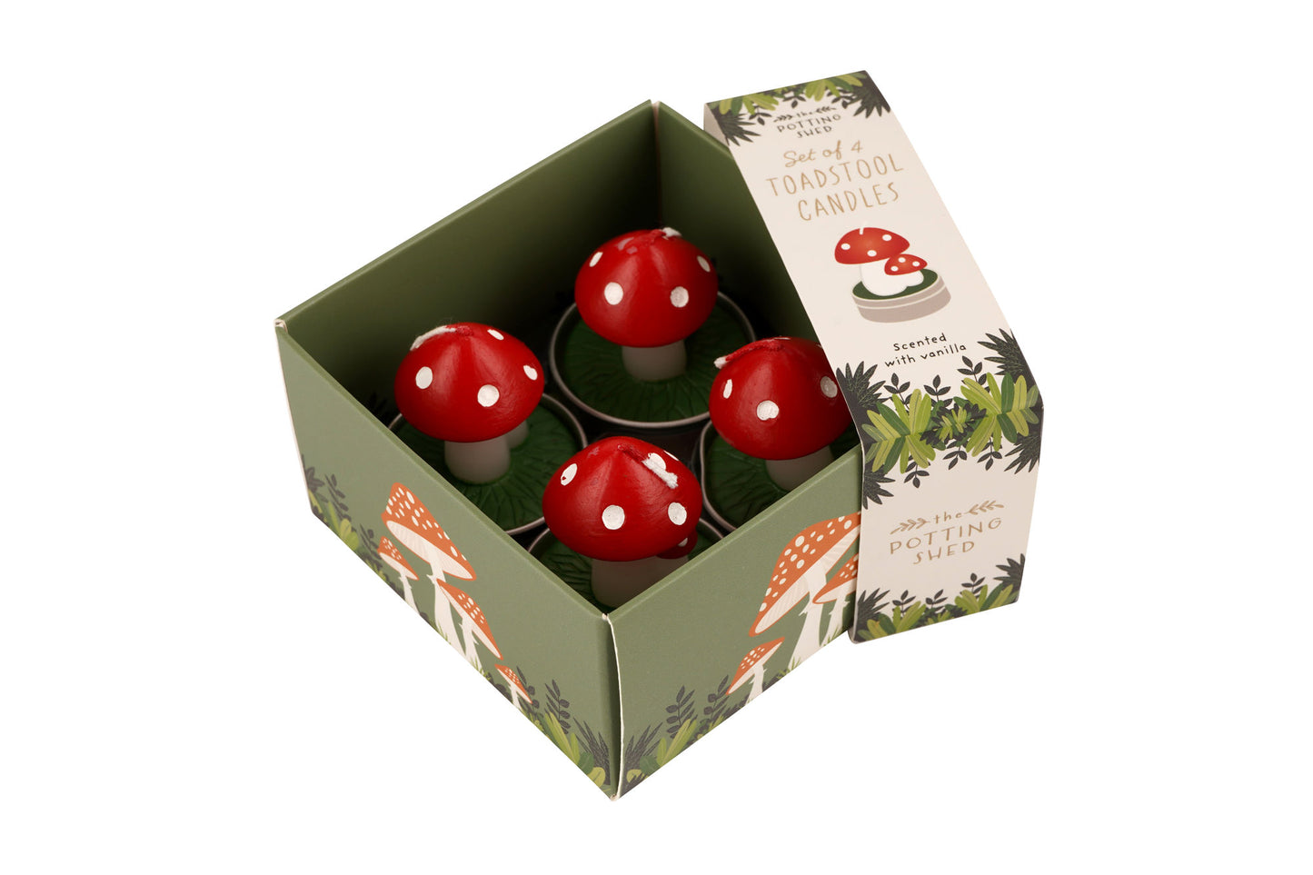 The Potting Shed Set Of 4 Toadstool Candles In Box | Home Decor | Garden Accessory