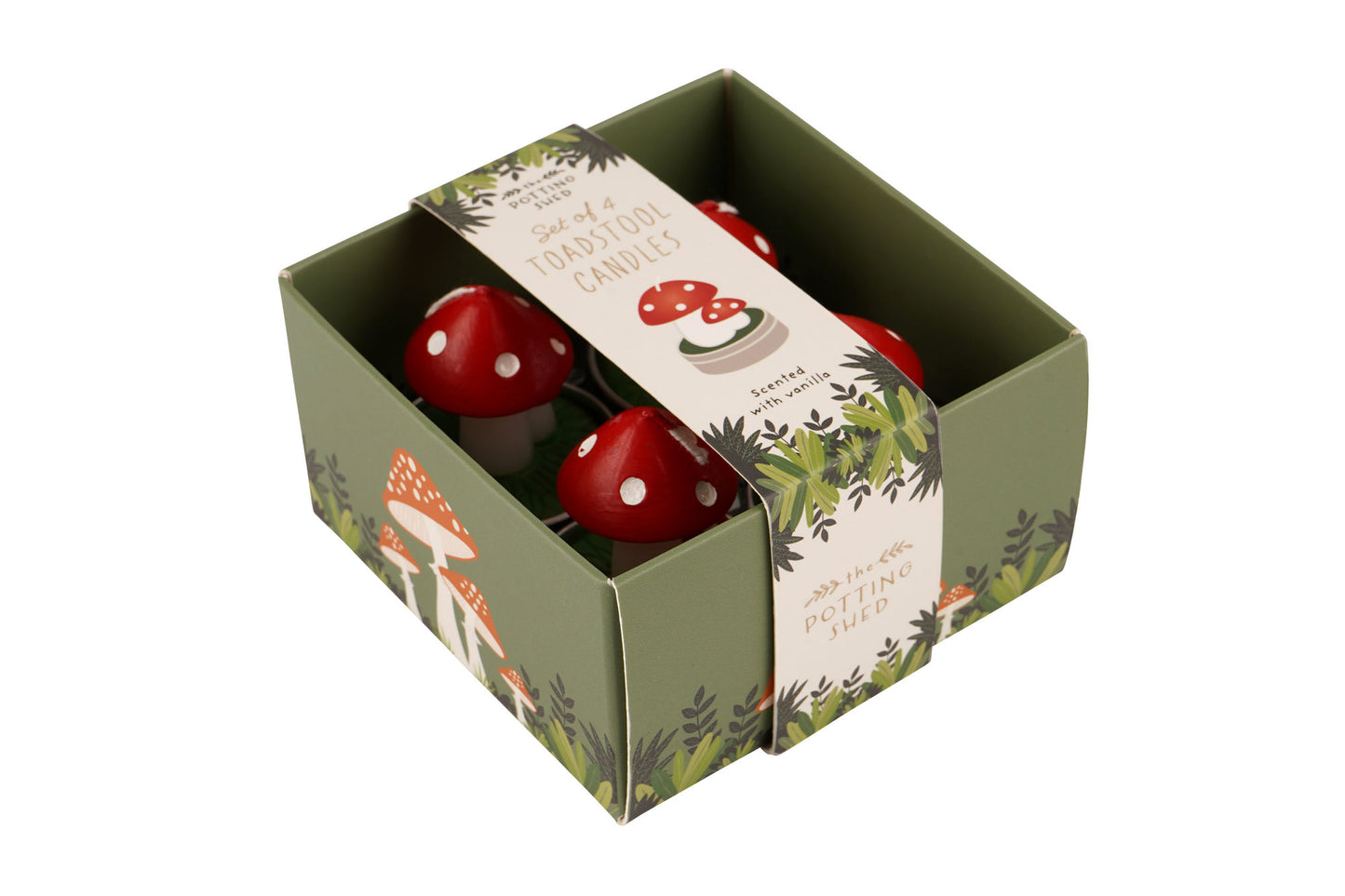 The Potting Shed Set Of 4 Toadstool Candles In Box | Home Decor | Garden Accessory