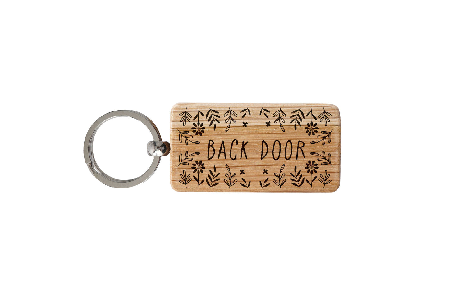 The Potting Shed 'Back Door' Oak Rectangle Keyring | Accessory | Handbag | Keychain