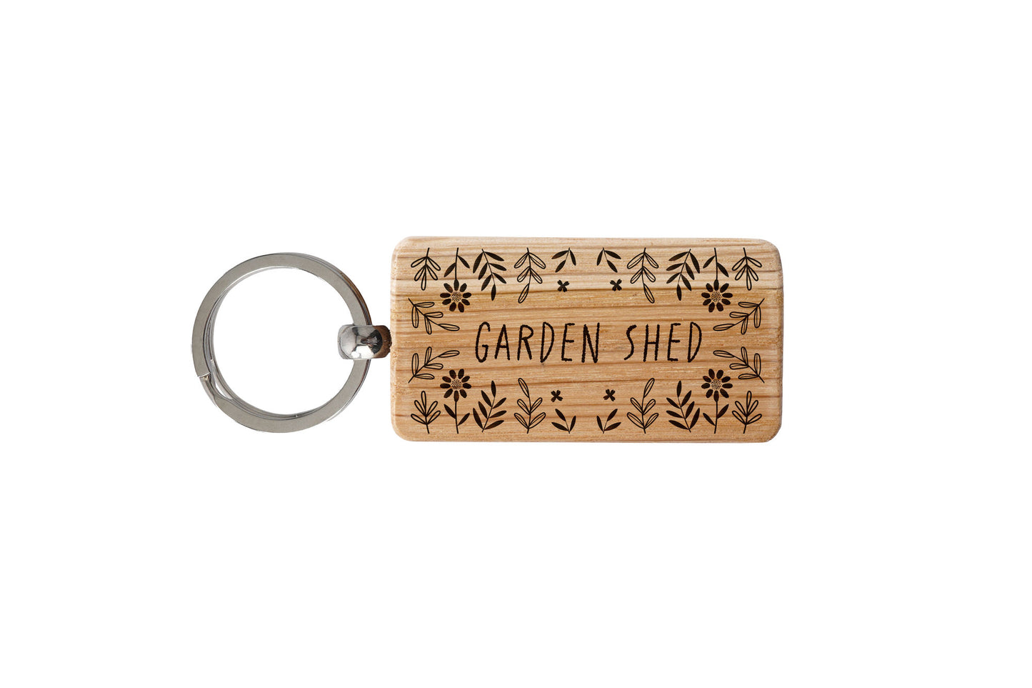 The Potting Shed 'Garden Shed' Oak Rectangle Keyring | Accessory | Handbag | Keychain