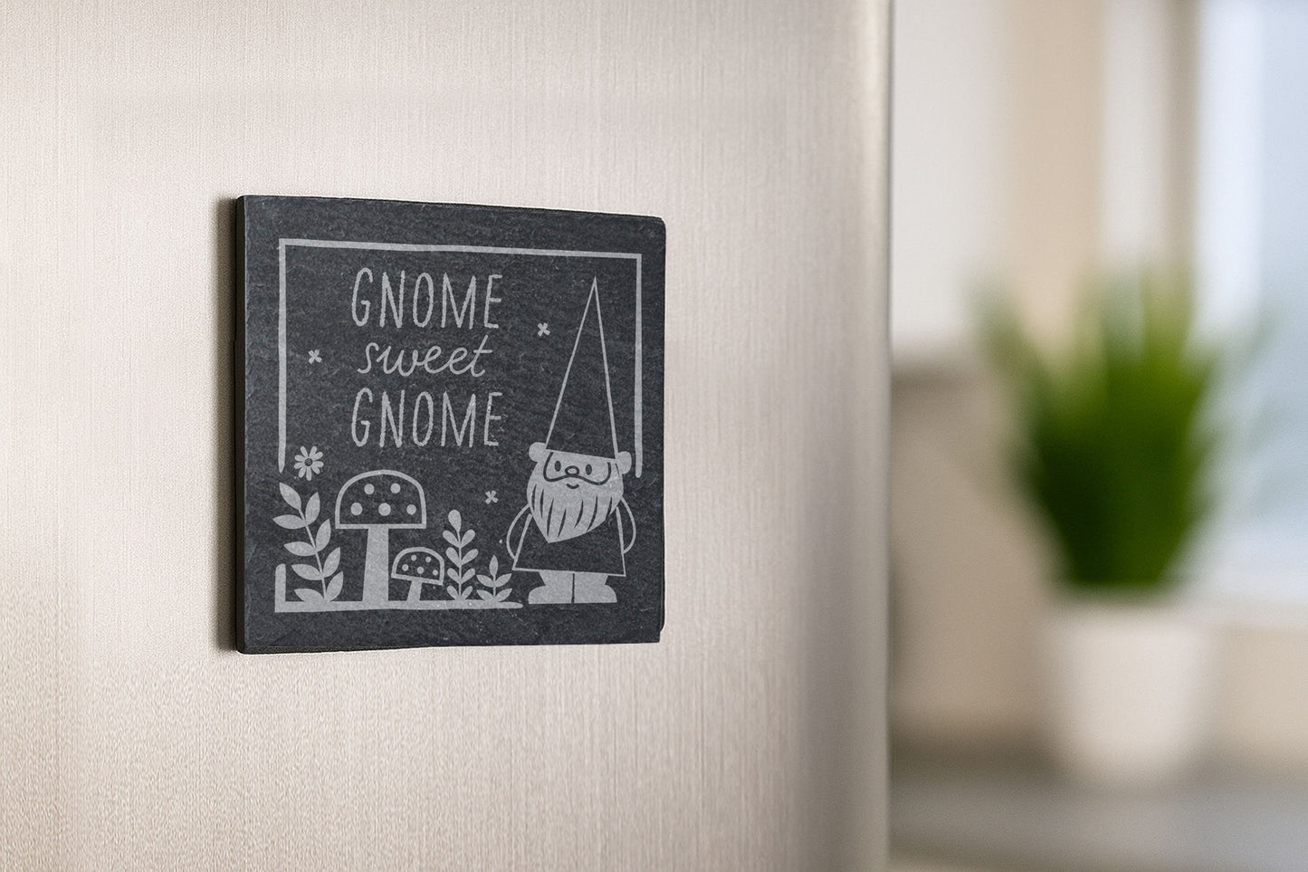 Square Slate Magnet - 'Gnome Sweet Gnome' | Home Decor | Kitchen Decor | Garden Decor
