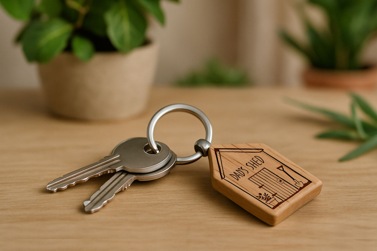 Oak House Keyring 'Dad's Shed' | Perfect Gift | House Keys | Novelty