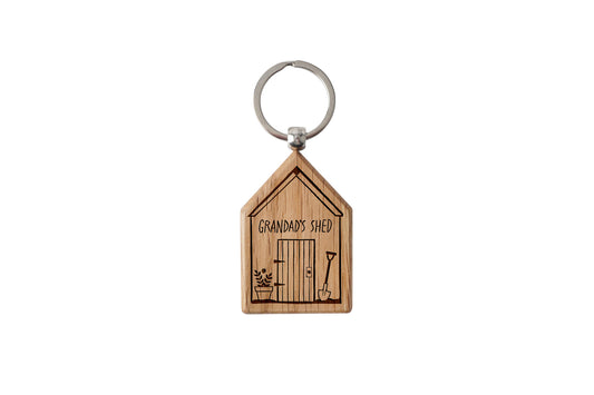 Oak House Keyring 'Grandad's Shed' | Perfect Gift | House Keys | Novelty