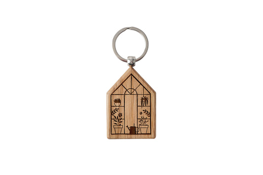 The Potting Shed Greenhouse Keyring | Oak Keyring | Perfect Gift | House Keys | Novelty